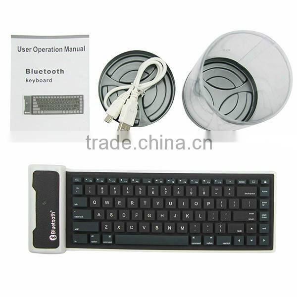 For Apple SAMSUNG Wireless Bluetooth Keyboard Desktop Notebook Portable Waterproof Silica Soft Folding Keyboard