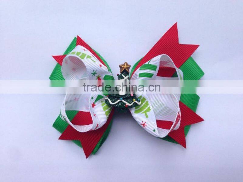 Baby Girl Hair Bow Large Layered Boutique Spike Christmas Hair Bows hairpin Clip in Red Green Party Hair Accessory CB-3389