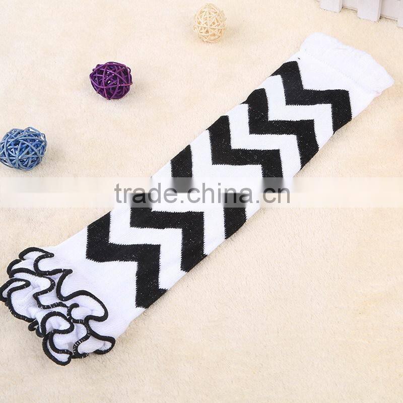 New baby leg warmers with ruffles and good quality cotton legging chevron ruffle leg warmers infant socks leggings LW-23