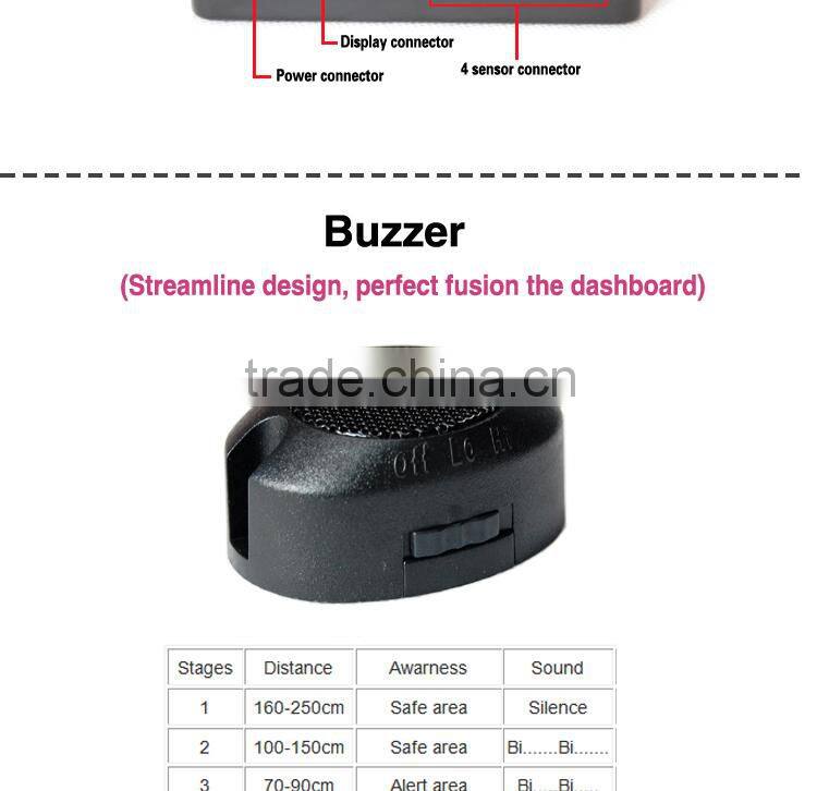 Car bibi alert front and rear parking sensors with 3 colors and 8 stage slim lED display