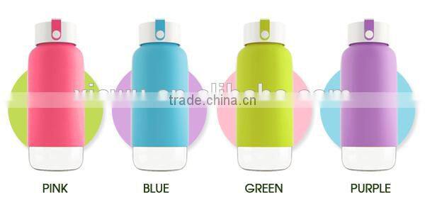 400ml HOT Plastic Sport Water Bottle With Silicone Sleeve