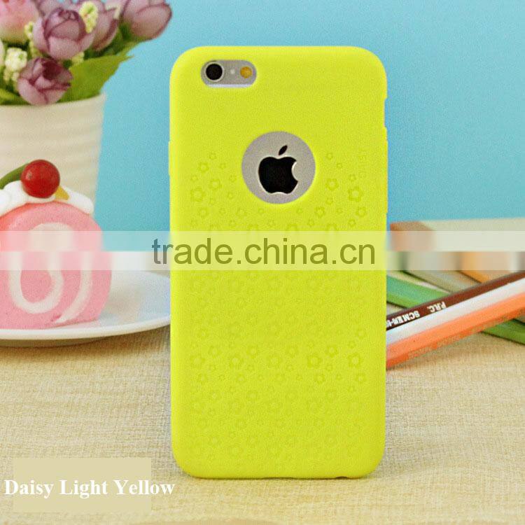 Ultra Thin Soft TPU Material with Cherry and Daisy Emboss Pattern Multi Color 360 Protective Back Cover for Iphone6 6plus