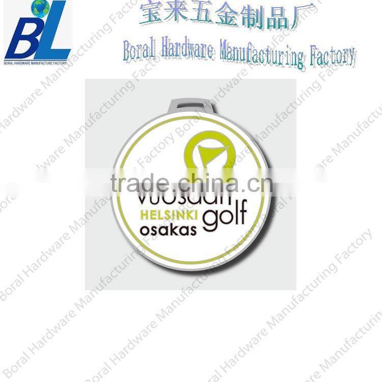 High quality round metal custom golf bag tag with epoxy