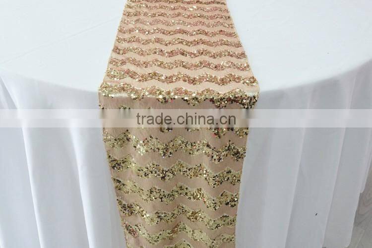 Discount wedding sequin chevron table runner for round tables