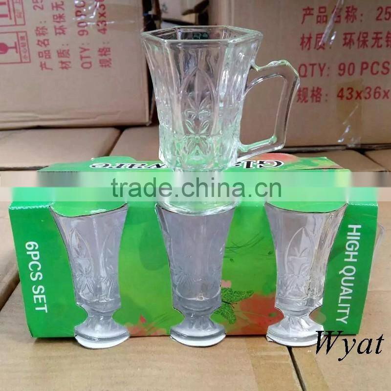 cheap 100ml 3oz glass wine cups with handle