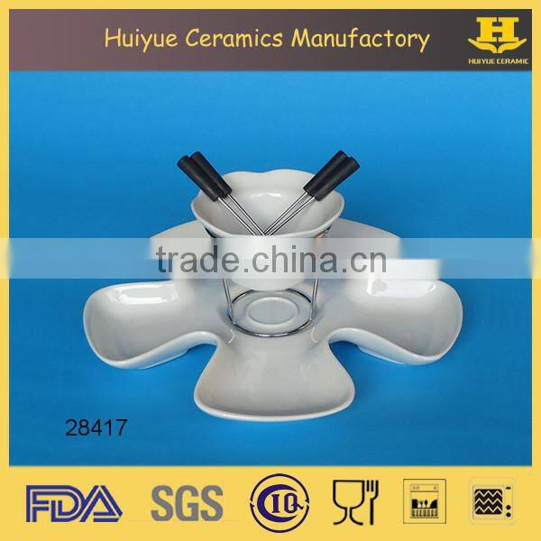 fruit chocolate fondue set with lazy susan