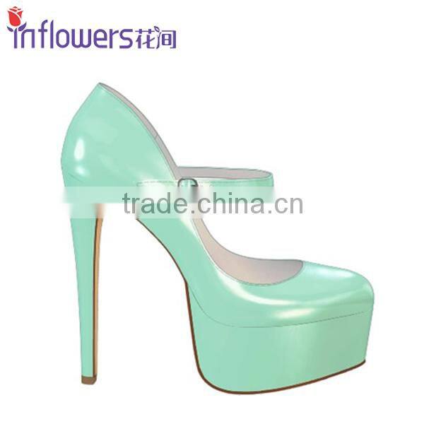 Peeptoe patent leather ankle strap Custom design fancy ladies shoes