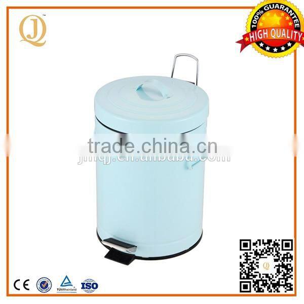 flat lid powder coated finished soft close steel trash can
