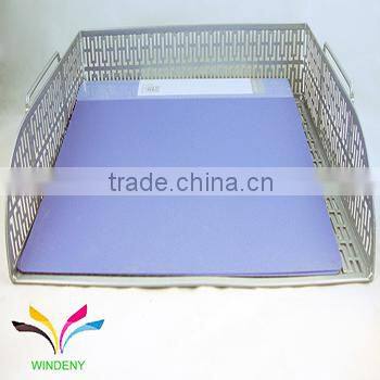 China manufacturer free sample tabletop embossing single tier metal document tray for office