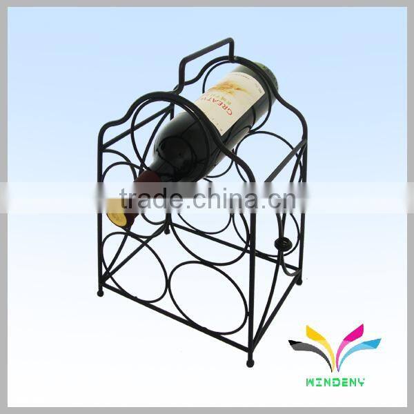 OEM design metal black 8 bottles wine display rack for bar
