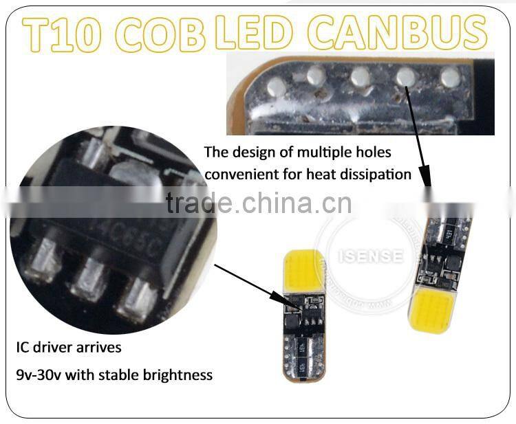 Plasma Red T10 w5w wedge auto interior accessories 12v canbus T10 COB*2 cob led bulb