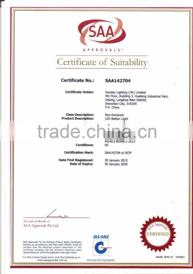 36W SAA waterproof led batten lights, fluro lights with sensor, 8m, 100-25%, 180deg