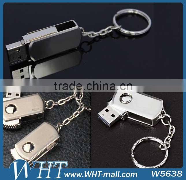 360 Degree Rotating Stainless USB Flash Drive Memory Stick Metal USB Disk