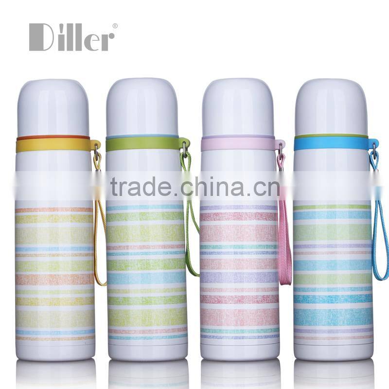 oem diller leakproof portable rainbow pinstripe stainless steel flask