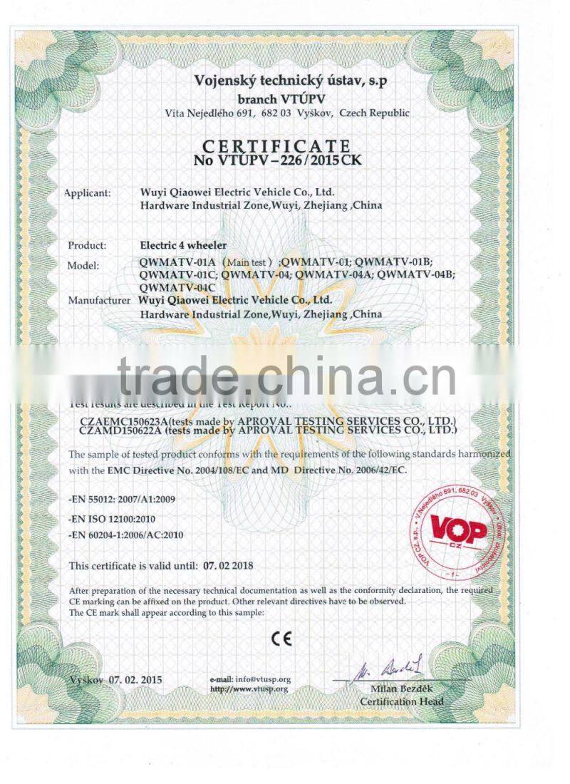 2016 Best selling MINI kids bike Electric quad Bike 500W 800W 1000W Quad Bike ATV