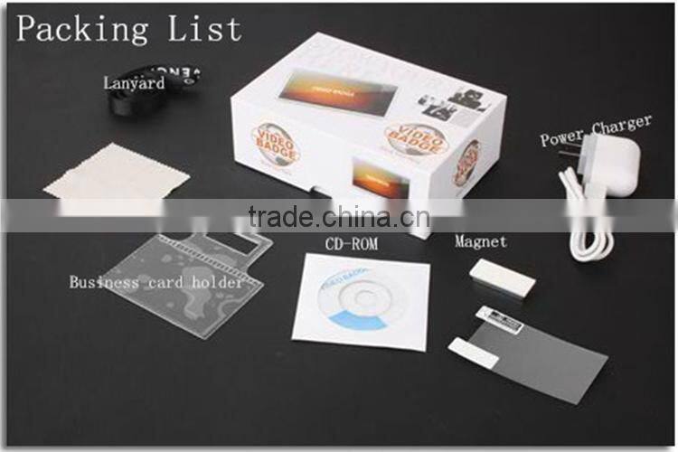 OLED video name badge with 3 inch dispaly screen/ portable TFT Magnetic name tag /Li-battery/OLED video name badge