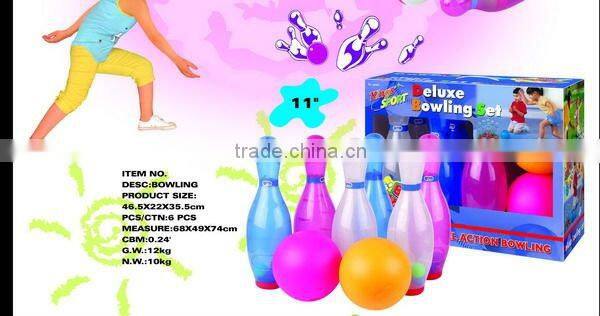 wholesale price kids play toys 10 inch 10 Pin 2 ball colorful Bowling set