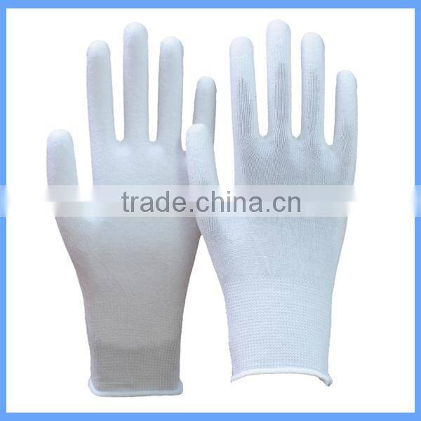 Best-selling 15 Gauge Knitted PU Palm Coated Polyester Hand Gloves