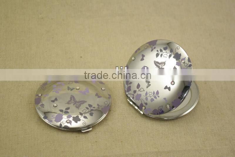 butterfly logo folding cosmetic mirror for gift