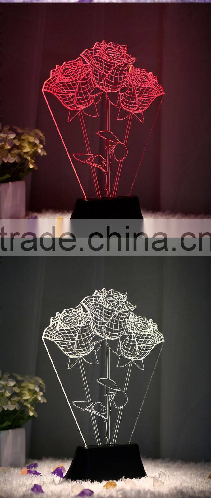 telesthesia acrylic + 3d optical illusions led rectangle lighted display base multi color changing night light lamp