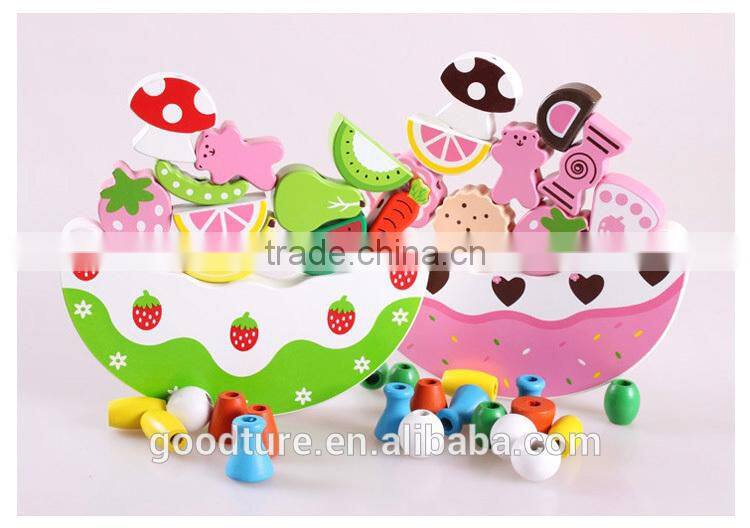 Wooden Crescent Balance Fruit And Cake Stringing Beads Game