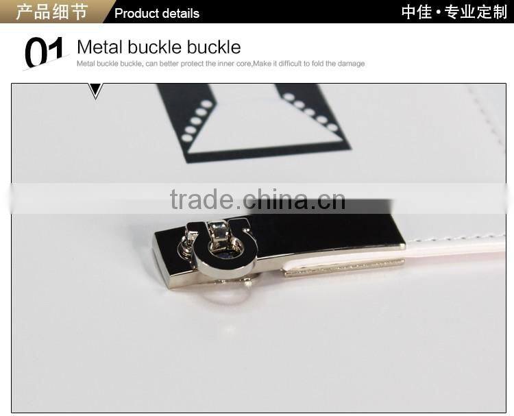 Fashion printed logo white color pu loose leaf organizer