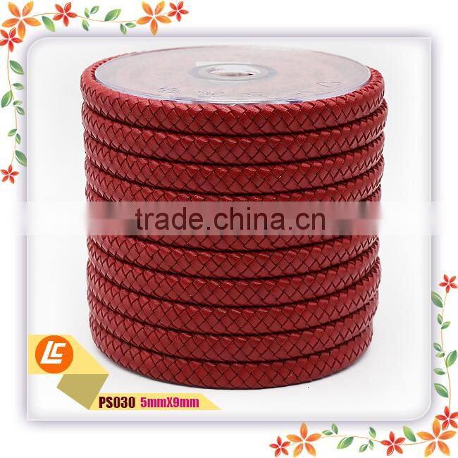 10mm width red peaceful braided cow leather cord for bracelets making
