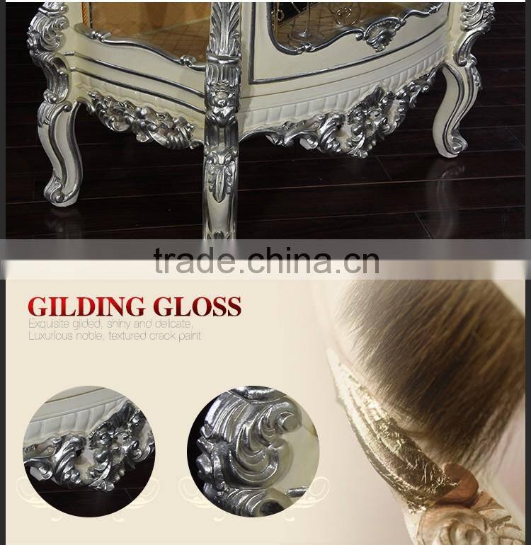 Plain white wood and glass wine cabinet for dinning room furniture