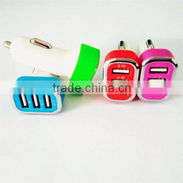 Fast charger mini Car Charger 5V/2.1A+2.1A+1A for iphone 6 5 5s Samsung s4 s5 note 2 3 ipad 3 4