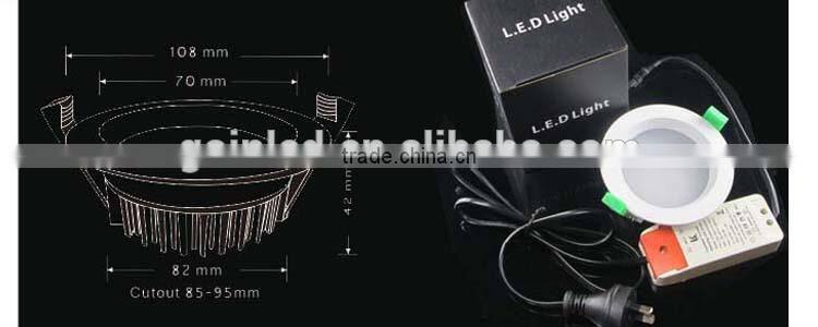 dimmable led rectangular downlight 10W/12W/15W/18w led downlight cutout 70mm/90mm SAA approval Australia standard rgb downlight