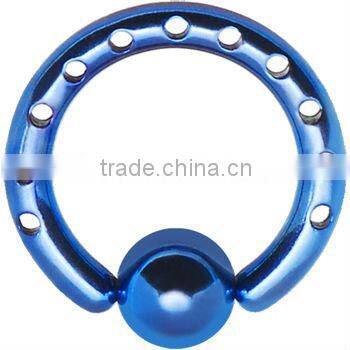 10 Gauge INDUSTRIAL PUNCHED Electric purple TITANIUM BCR Body Jewelry