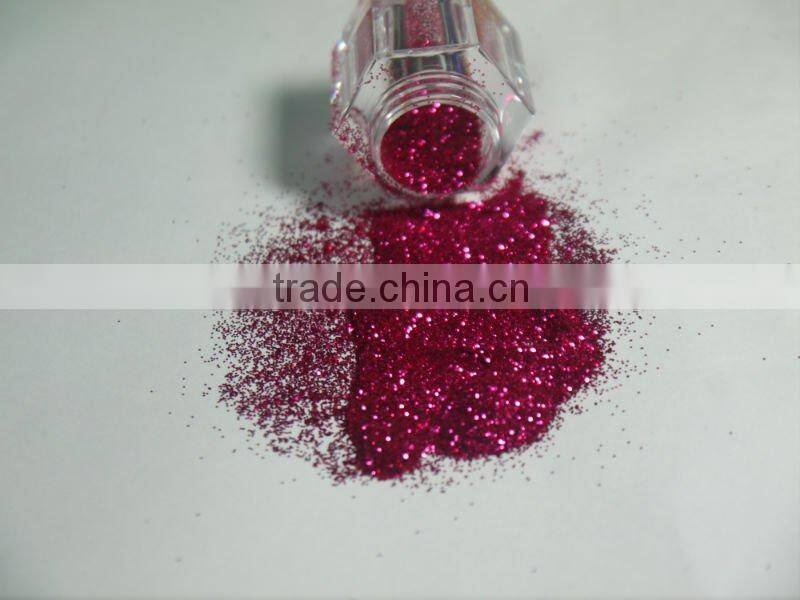 0.3mm Hexagon fuchsia glitter powder