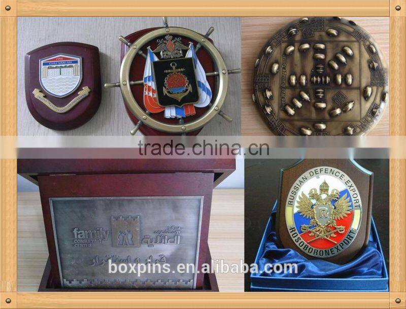 metal gold logo plate wooden plaque shields gifts