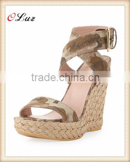 OS18 Summer Sandals fabric cover Wedges rubber outsole Strap Buckle Ankle Strap Pumps Shoes summer collection