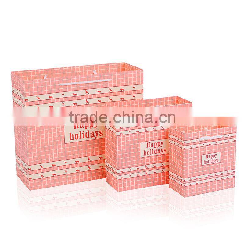 lovely pink happy holiday kraft paper bag