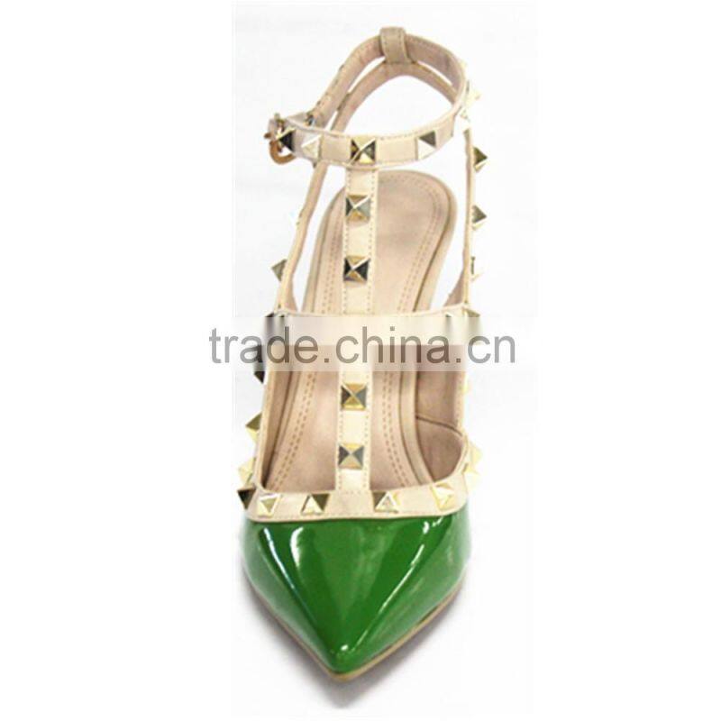 2015 new design girls fashion green sandal