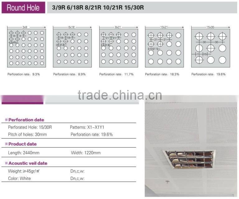 best sale in door decoration perforated acoustic gypsum board/ ceiling tiles with competitive price