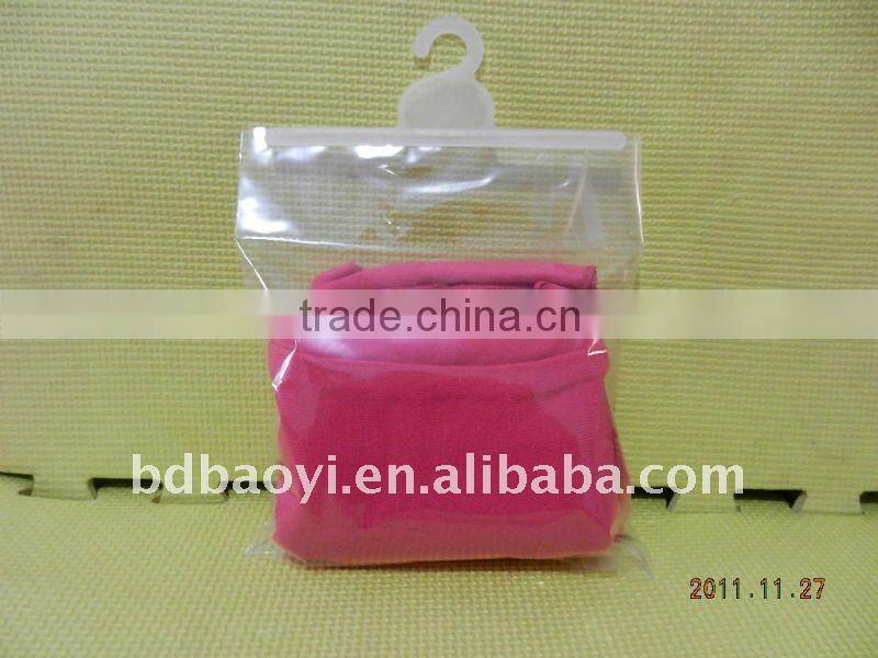 PVC clear plastic packaging bag with hook for cloth