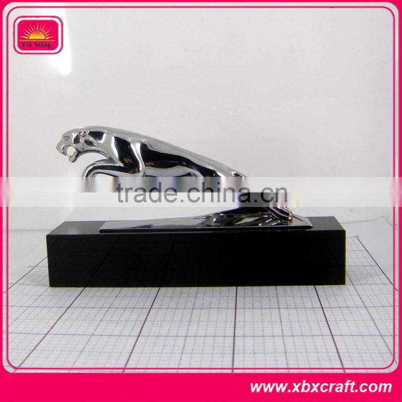 3D metal black lion figurine/metal animal figurine with nickle plated