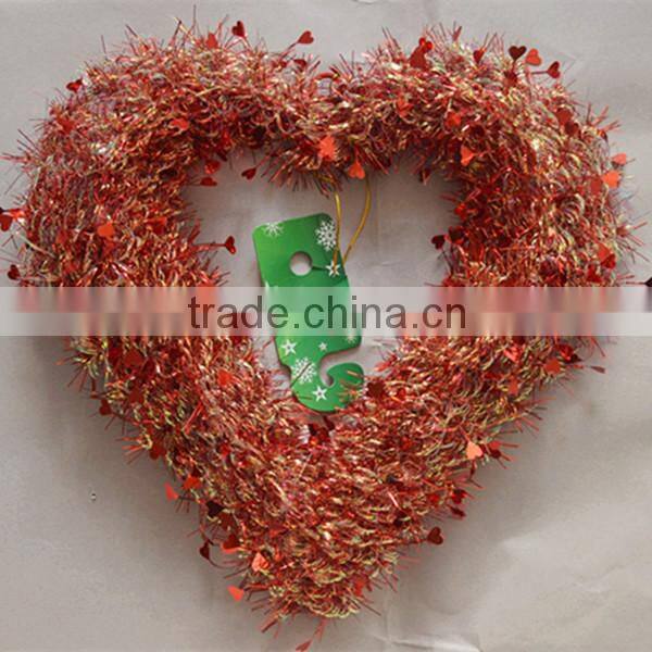 New Elegant PET/PVC/OPP Heart shape Christmas Tinsel Garland