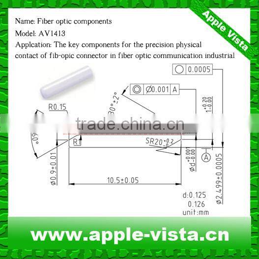 Standard ST SC LC type ceramic tube for Fiber Optic Component
