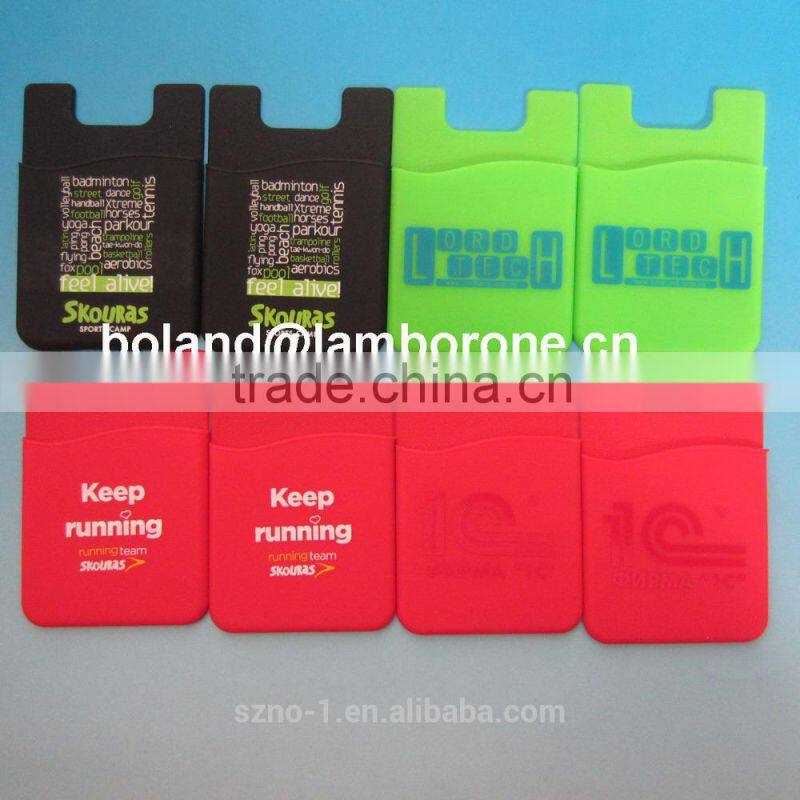Wholesale customized logo business credit card holder silicone smart phone pocket
