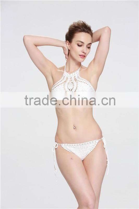 Hot sale good quality handmade crochet braided bikini swimwear for young gril