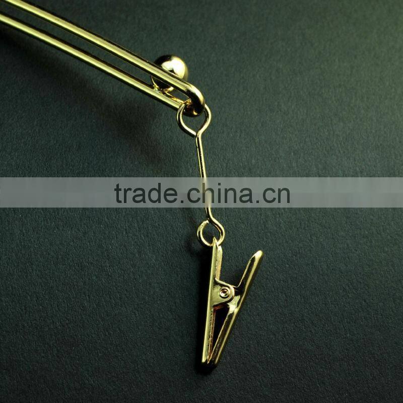 Japanese Metallic Golden Lingerie Hanger with Clips for Luxury Sports Wear