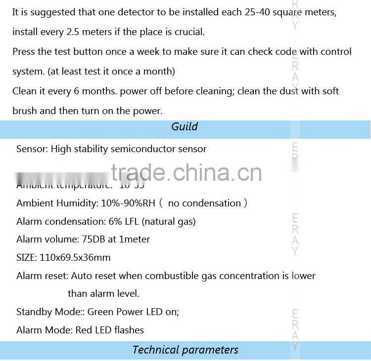 eray security alarm gas detector with safety valve