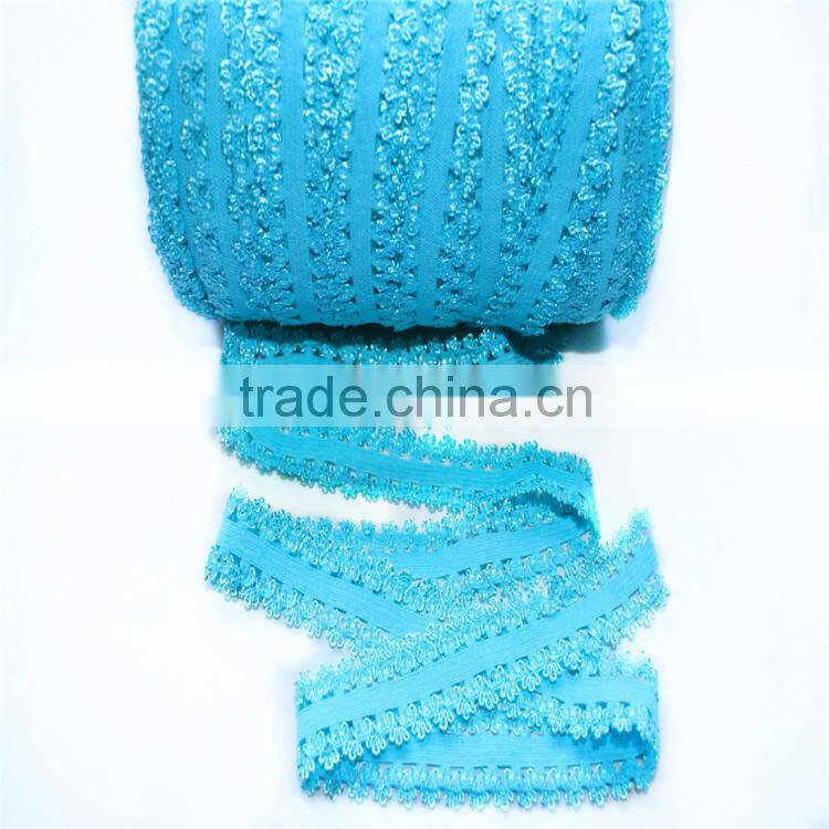 Hot sell 3-4 frilly elastic band, FOE hair elastic ties , lace elastic hair bands for baby