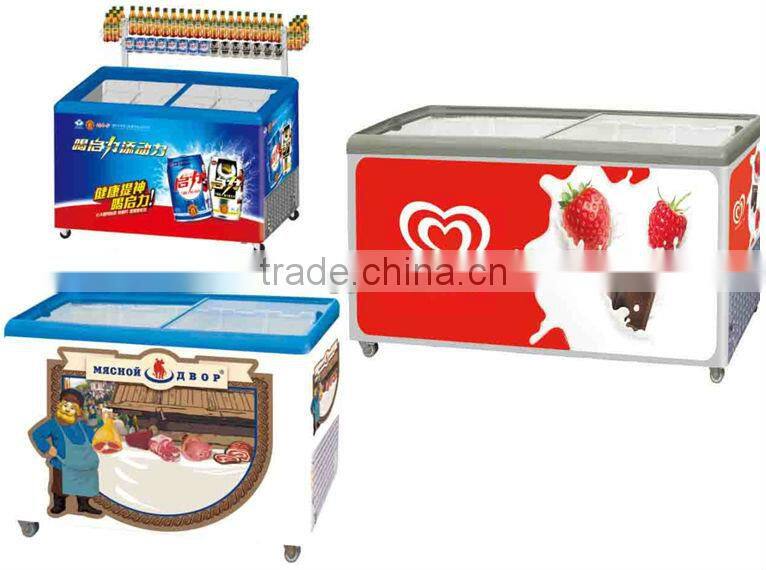 commercial streamline glass door ice cream deep freezer for supermarket