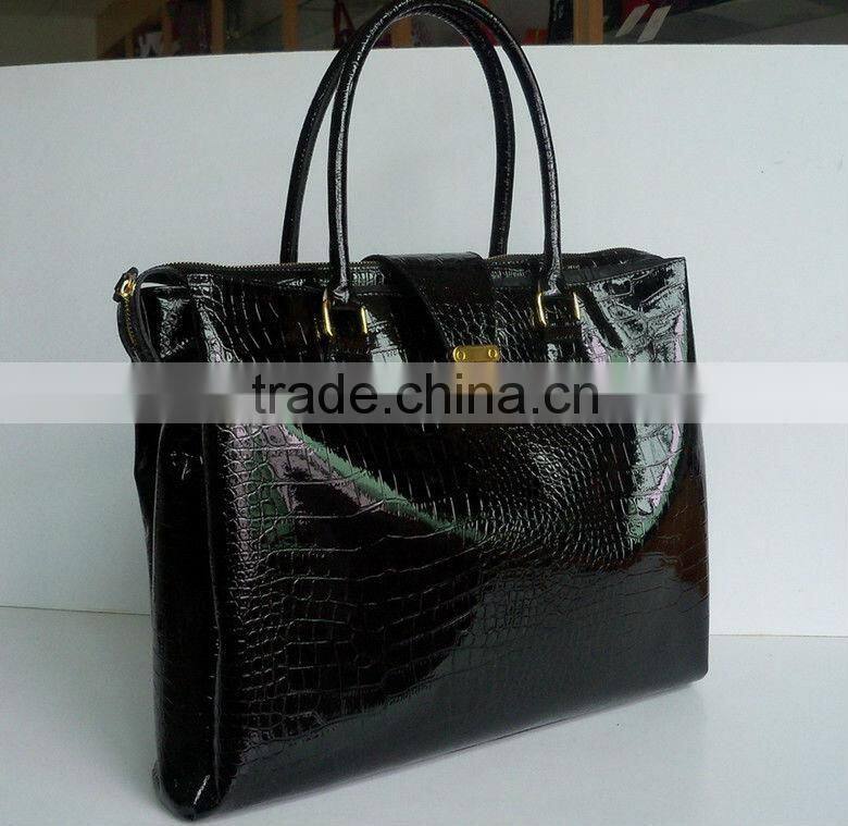 High quality shiny croco PVC leather handbag for women