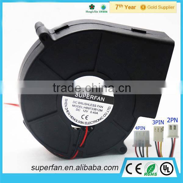 High speed dc 97mm 12v fan blower , exhaust fan blower