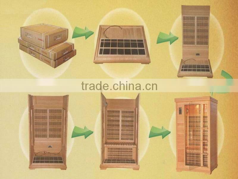 Personal steam wood sauna room for 2 person for skin beauty lay down sauna